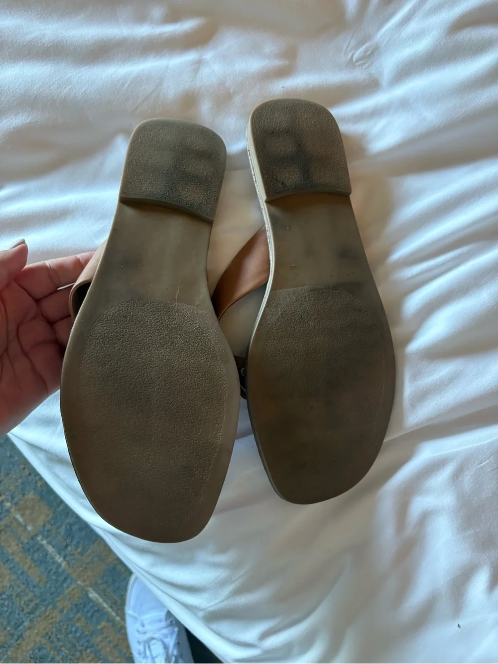 DV by Dolce Vita Tan Toe-Post Sandals with Gold Accent
